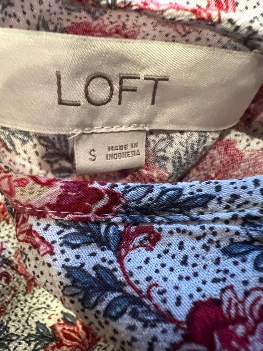 LOFT Red & White Floral Boatneck Long-Sleeve Top Size Small - Picture 10 of 11